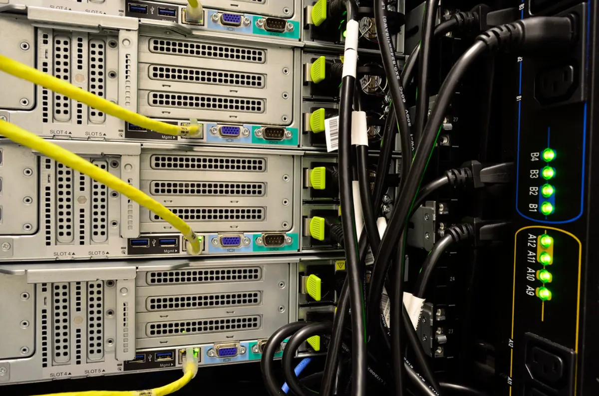Rows of computer servers